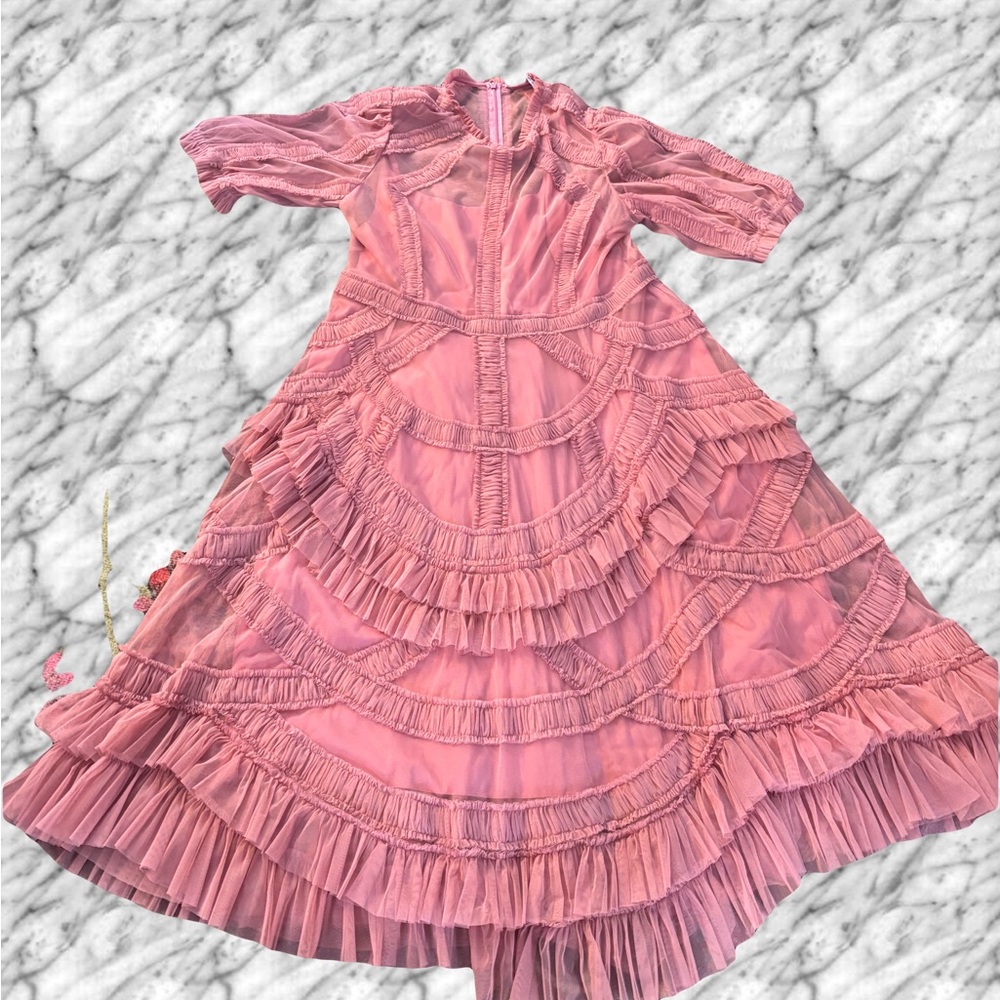 Mac Duggal Pink Ruffled Dress